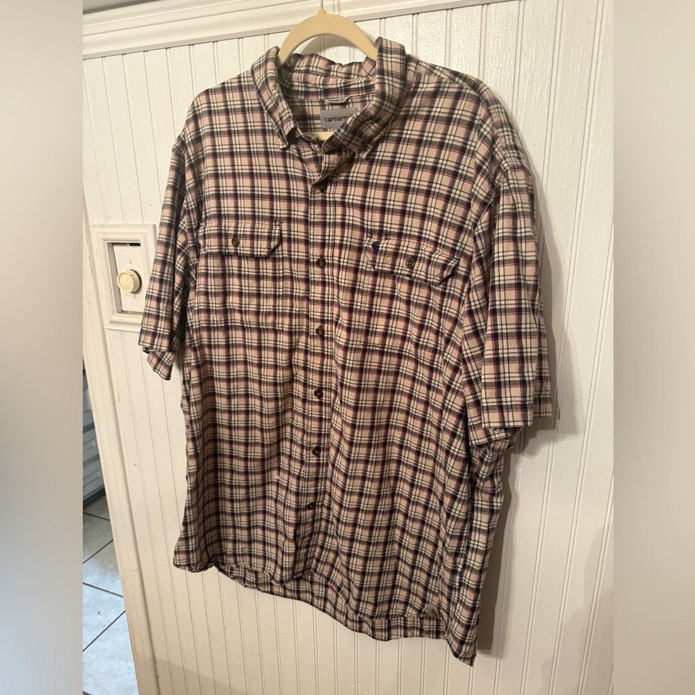 Carhartt Relaxed Fit Plaid 2X Button up Short sleeve Shirt